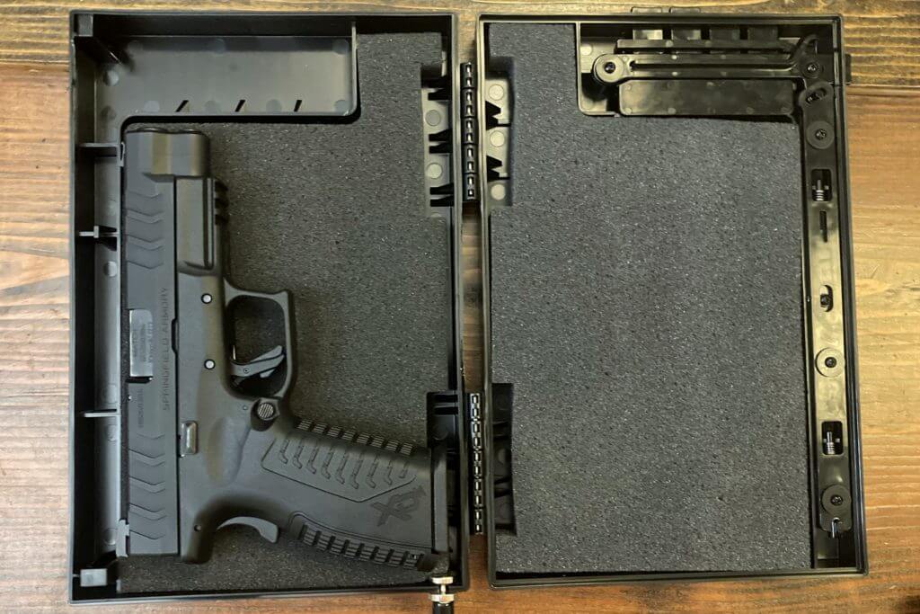 Secure handgun storage with StopBox