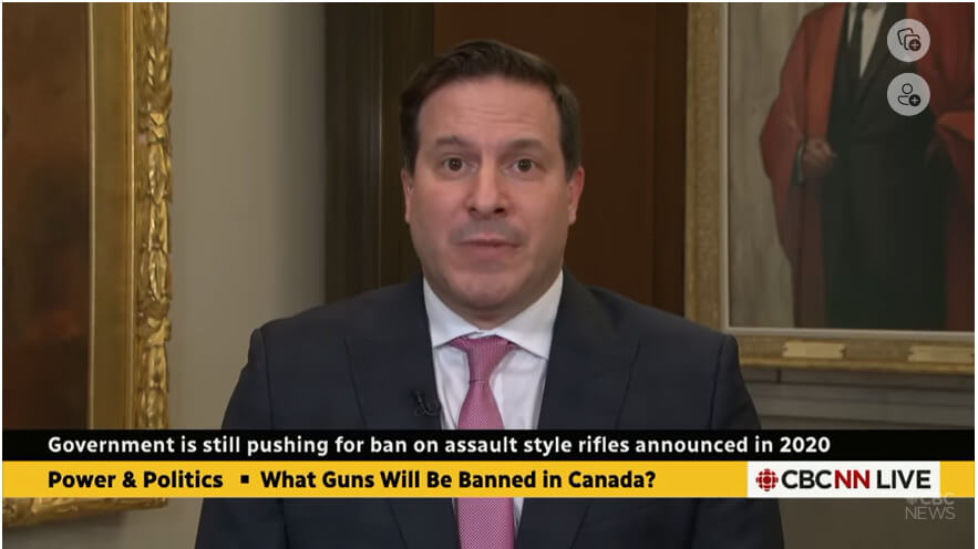 Video clip of interview with Marco Mendicino on CBCNN discussing Canadian firearm ban 