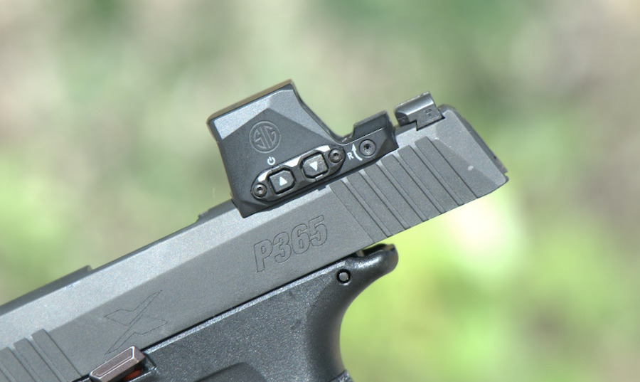 SIG's new Romeo-X red dot mounted on a slide. 