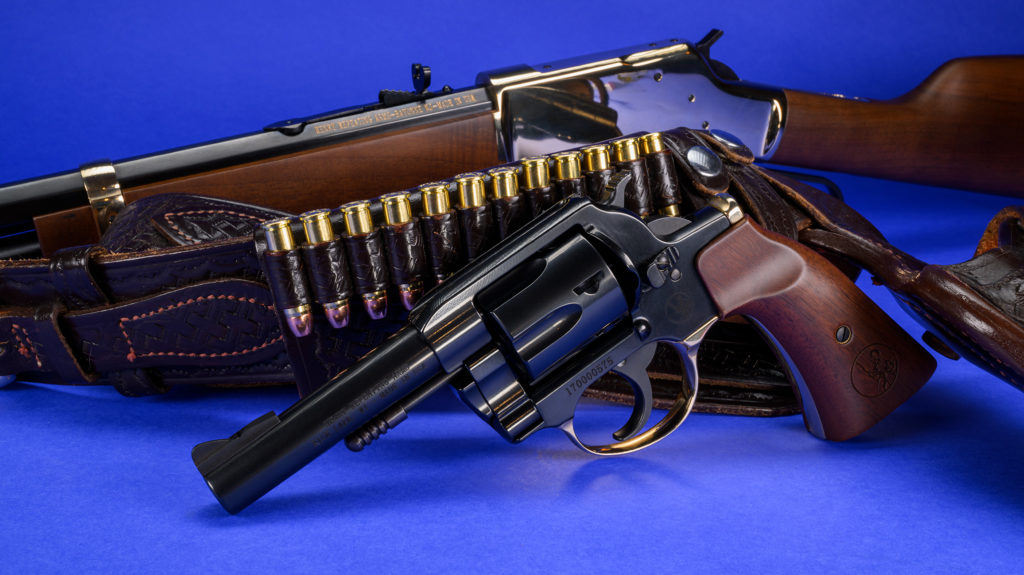 Henry Big Boy carbine and revolver shown together