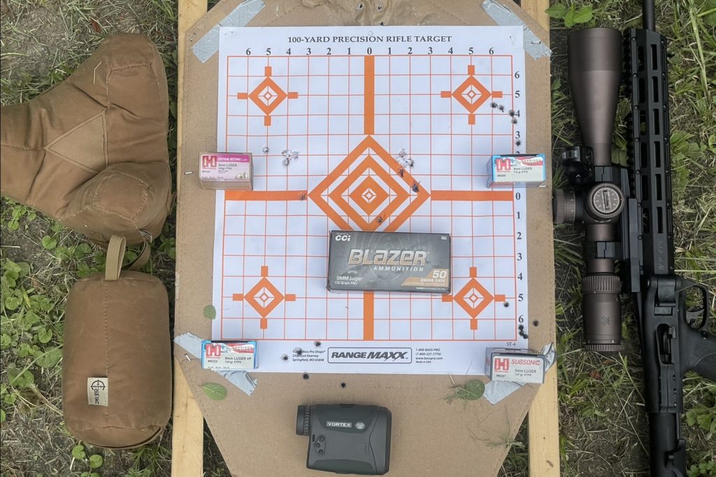Shooting groups from 50 yards with the Vortex Razor 6-36 mounted on the FPC 
